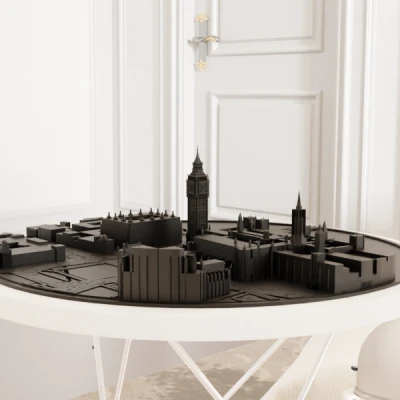 Bản Đồ Địa Hình Tròn Big Ben & Westminster - London STL