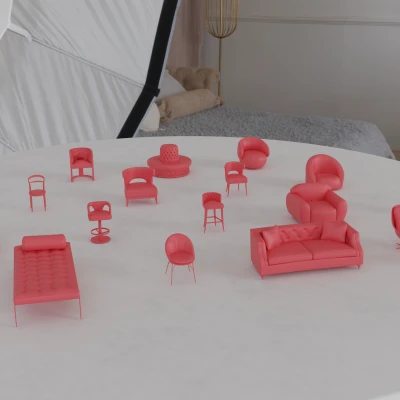 Bộ STL Khủng Ghế, Ghế Đẩu & Sofa Mini Sang Trọng 3 – Brabbu, Calligaris & Hãng Khác