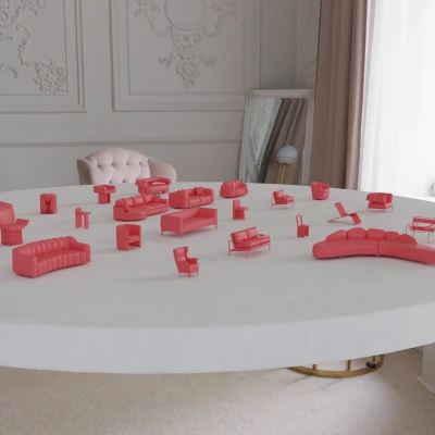 Bộ STL Nội Thất Thu Nhỏ Cổ Điển & Hiện Đại 4 – Sofa, Ghế, Bàn & Hơn Thế Nữa