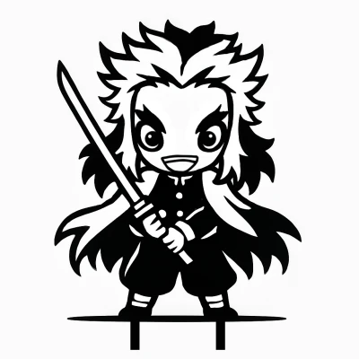Rengoku Chibi 2D Art - Thợ Săn Quỷ (2 phiên bản)