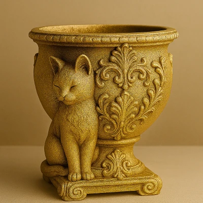 Chậu Cây Mèo Vàng Kiểu Baroque Sang Trọng