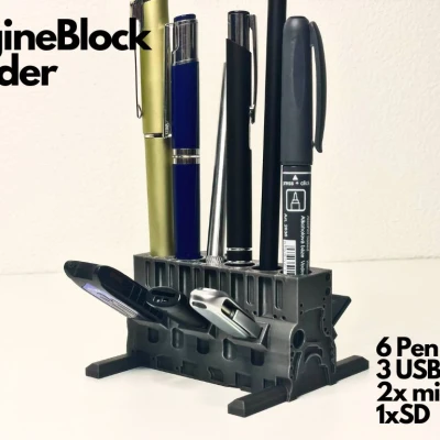 Khuôn Đựng Bút Hình Khối Động Cơ 6 Xi-lanh (USB, Thẻ Nhớ)