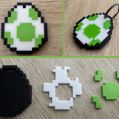 Móc Khóa Trứng Yoshi 8-bit – Lắp Ráp Dễ Dàng Không Cần Keo