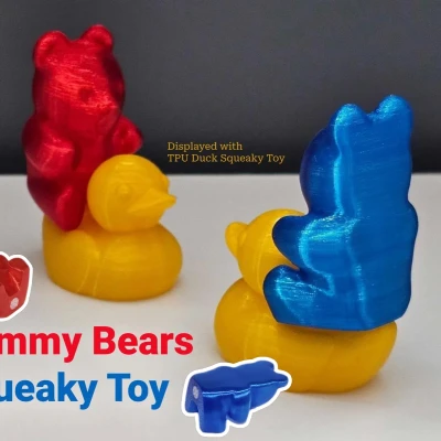 Gấu Dẻo | Bao gồm 3mf làm đồ chơi phát tiếng kêu TPU | Tương thích với "The Squeaker!" của SpoolDesigns