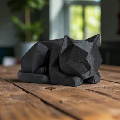 Mèo Con Low Poly Dễ Thương Đang Chờ