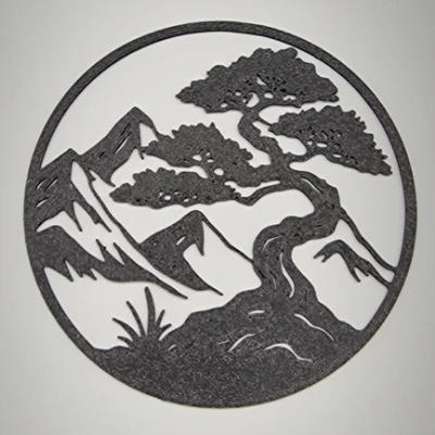 Tranh Tường/Cửa Sổ Bonsai Núi Thiền 2D