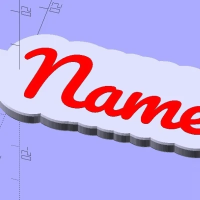 Móc khóa hai mặt in đa vật liệu kèm tên của bạn (OpenSCAD)