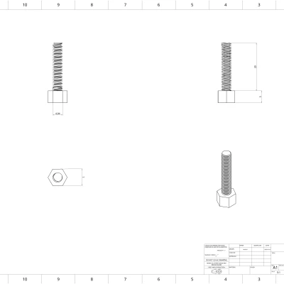 Ốc Vít và Đai Ốc M4 × 0.7 mm (In 3D, Ren ISO)