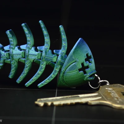 Móc Khoá Cá Bơn Dẻo Hình Xương