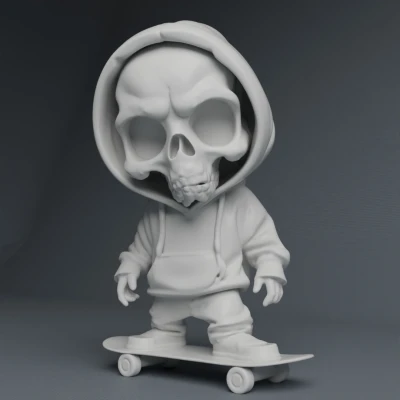 Chàng Trai Đầu Lâu Ngầu Trên Ván Trượt Có Móc Khóa!