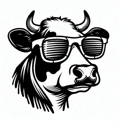 Bò đeo kính râm vẽ line art