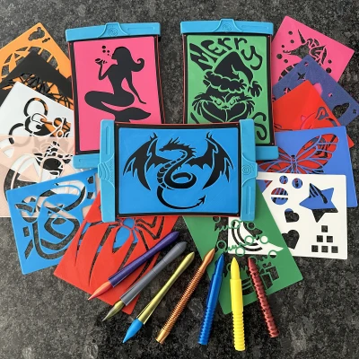 Bộ Khuôn Vẽ Boogie Board Cho Bé & Bút Cảm Ứng *15 Mẫu Khuôn Khác Nhau!