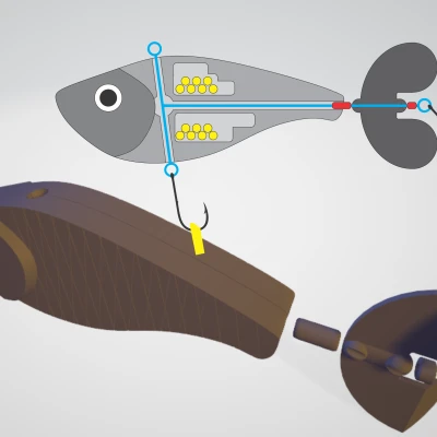 Mồi Câu Cá 3D In 5 Mảnh
