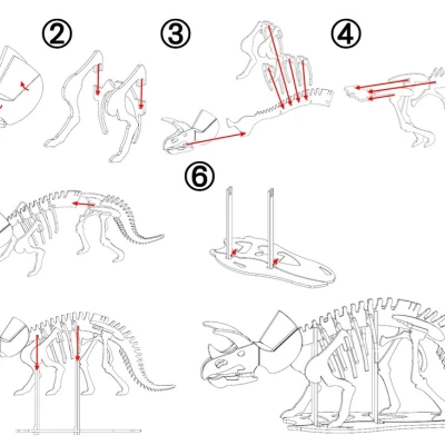 [3Dino Puzzle] Khủng long Triceratops Phong cách Cổ điển