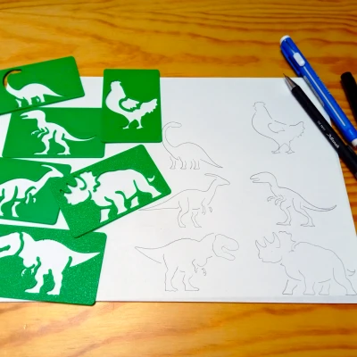 Thẻ Stencil Khủng Long Dino Stencil Cards