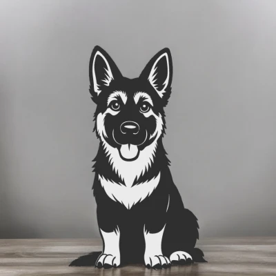 Trang trí tường 2D hình chó độc đáo