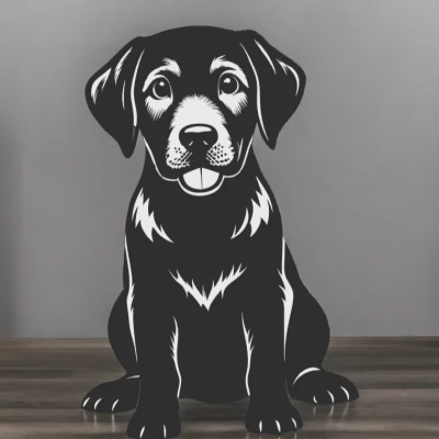 Trang trí tường 2D hình chó độc đáo
