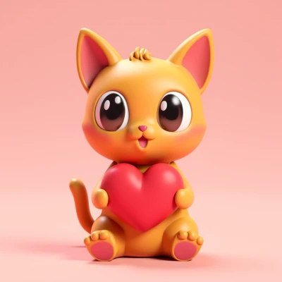 Mèo Valentine ôm trái tim