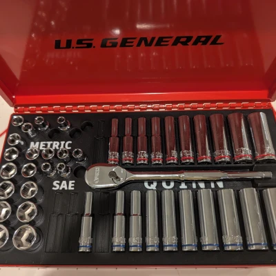 Khay socket Quinn Master Set cho Harbor Freight US General mini toolbox (STL)