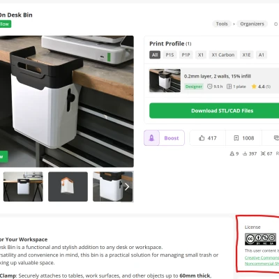 Thùng rác kẹp bàn (Clamp-On Desk Bin) – CALLE