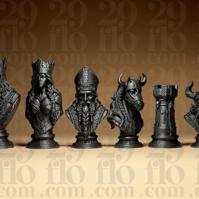 Bộ Quân Cờ Vua Phong Cách Nordic/Viking (Stylized)