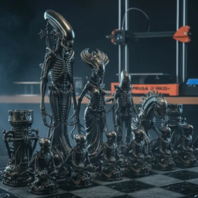 Bộ Cờ Vua Alien – Horror Biomechanical Xenomorph (3D Printable)