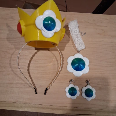 Trang phục Mario Daisy – Vương miện, vòng cổ & bông tai (3D print)