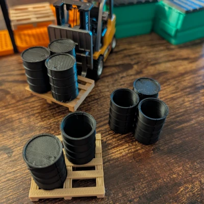 Thùng phuy 55-gallon tỉ lệ 1:32 – Bản nắp kín & bản mở