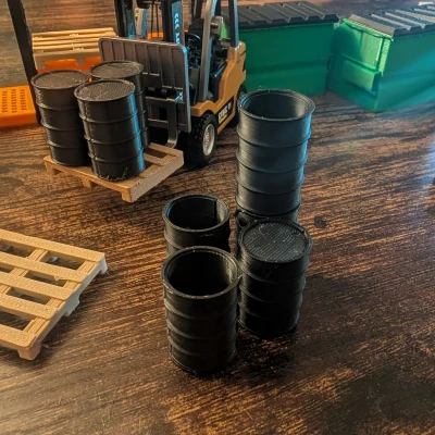 Thùng phuy 55-gallon tỉ lệ 1:32 – Bản nắp kín & bản mở