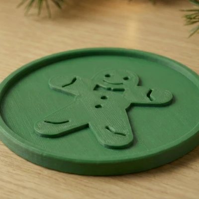 Lót Ly Người Bánh Gừng (Gingerbread Man) - Decor Lễ Hội