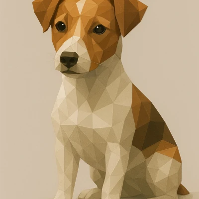 Tượng mô hình chó Jack Russell Terrier Low Poly