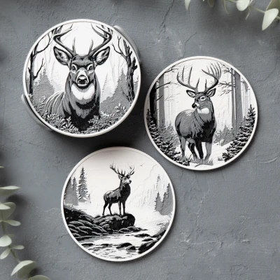 Lót Ly Hươu Mùa Đông (Winter Deer Coasters)