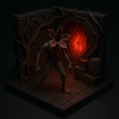 Diorama Demogorgon – Cổng Upside Down – Trưng bày 3D lấy cảm hứng Stranger Things