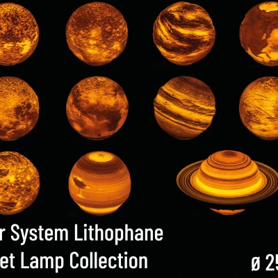 Bộ sưu tập Đèn Hành tinh Lithophane Hệ Mặt Trời - ⌀25mm