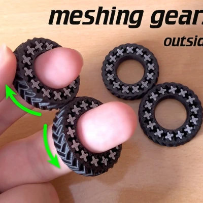 Nhẫn fidget gear với bánh răng ngoài ăn khớp (herringbone) để kéo nhau