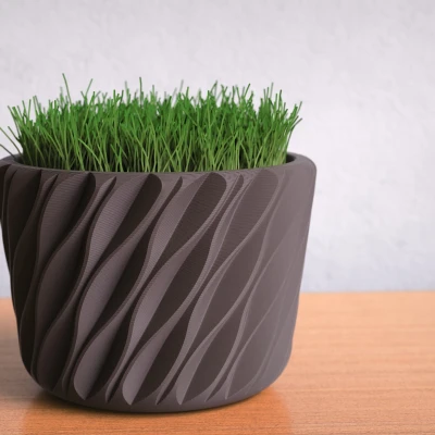 Chậu Wave Art Planter – Chậu dáng bầu họa tiết sóng hiện đại