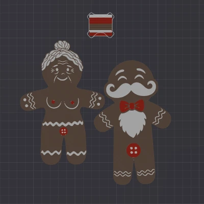 Lebkuchen-Duo (Bà & Ông Claus) – bộ 2 bánh gừng bề mặt mịn