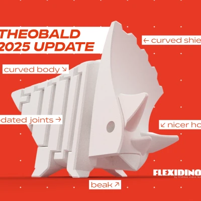 FlexiDinos Gertrude – Triceratops flexi print-in-place (Theobald update 2025)