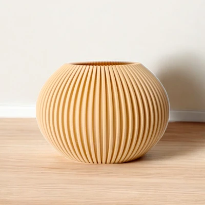 Bình Tròn Xếp Ly – Bình Trang Trí Gân Nổi Hiện Đại