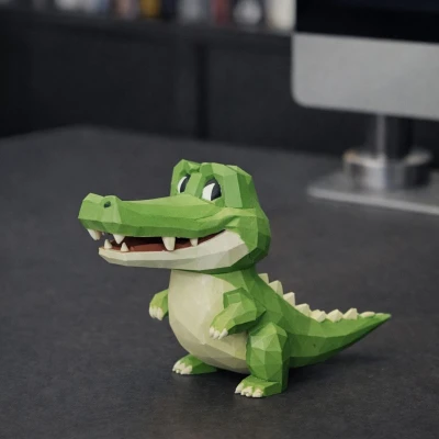 Mô Hình Cá Sấu Hình Học (Low Poly)