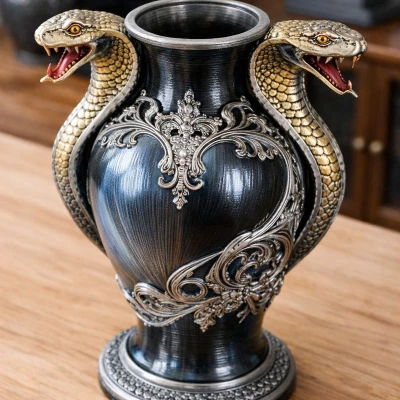 Bình hoa tay cầm hình rắn hổ mang (Cobra handled Vase)