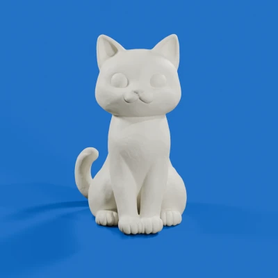 Sitting Cat – Mẫu mèo ngồi cartoon 3D dễ thương