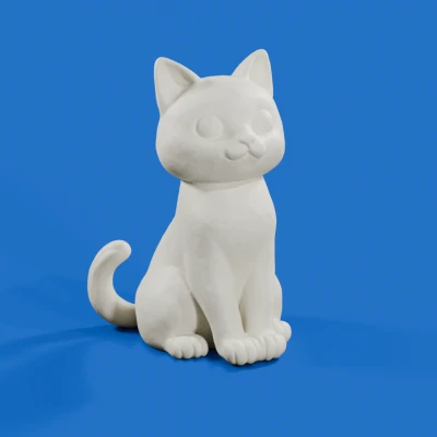 Sitting Cat – Mẫu mèo ngồi cartoon 3D dễ thương