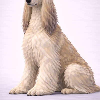 Chó Afghan Hound Low Poly