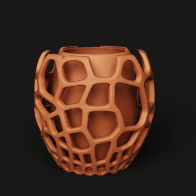 Bộ Chậu Cây Voronoi Hình Học | Chậu Hoa In 3D Hiện Đại | Lưới Organic