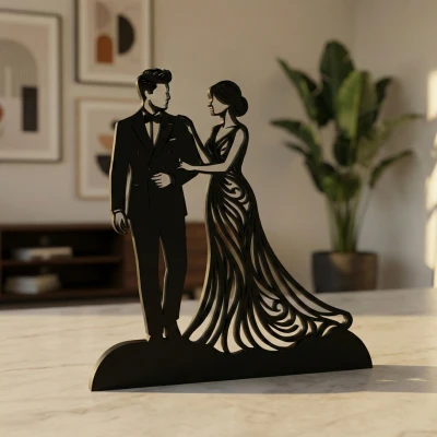 Silhouette Cặp Đôi Thanh Lịch – Decor Nghệ Thuật Hiện Đại