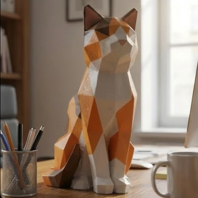 Tượng Mèo Hình Học (Low Poly)