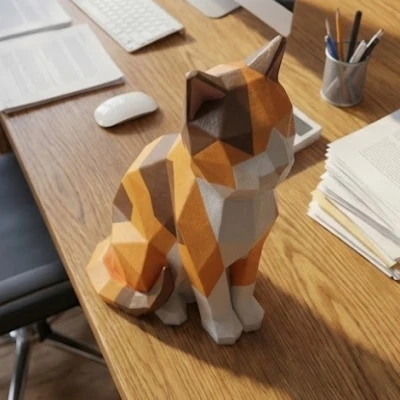 Tượng Mèo Hình Học (Low Poly)