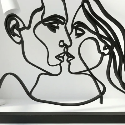 Minimalist Kiss - Decor Tình Yêu Wire Art Nét Liền Hiện Đại