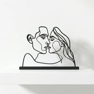 Minimalist Kiss - Decor Tình Yêu Wire Art Nét Liền Hiện Đại